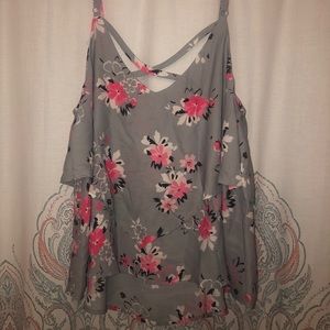 torrid Tops - Torrid gray floral layered tank 0 0X XL torrid Tops - Torrid gray floral layered tank 0 0X XL